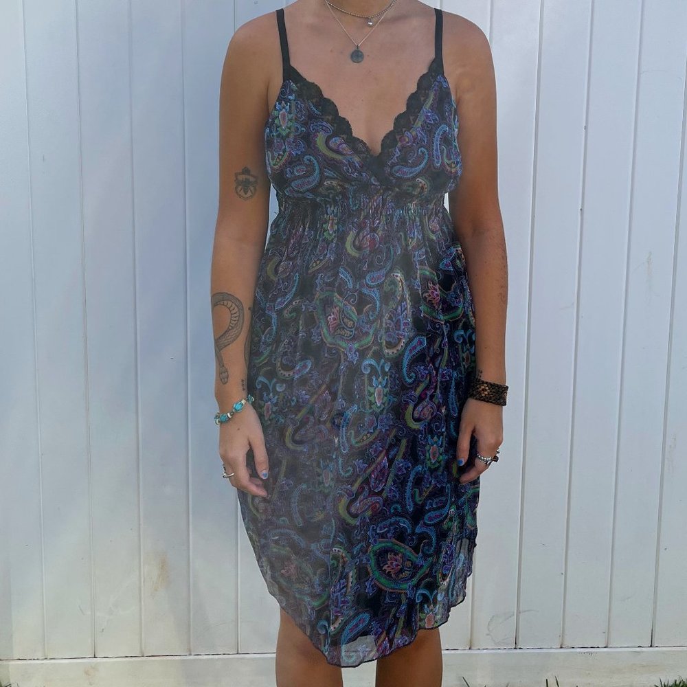 Black Patterned Midi Dress (M)